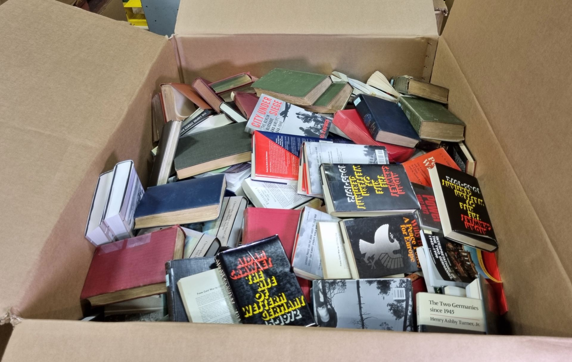 2x pallet sized boxes of books - fictional, non-fictional, military and mixed genre