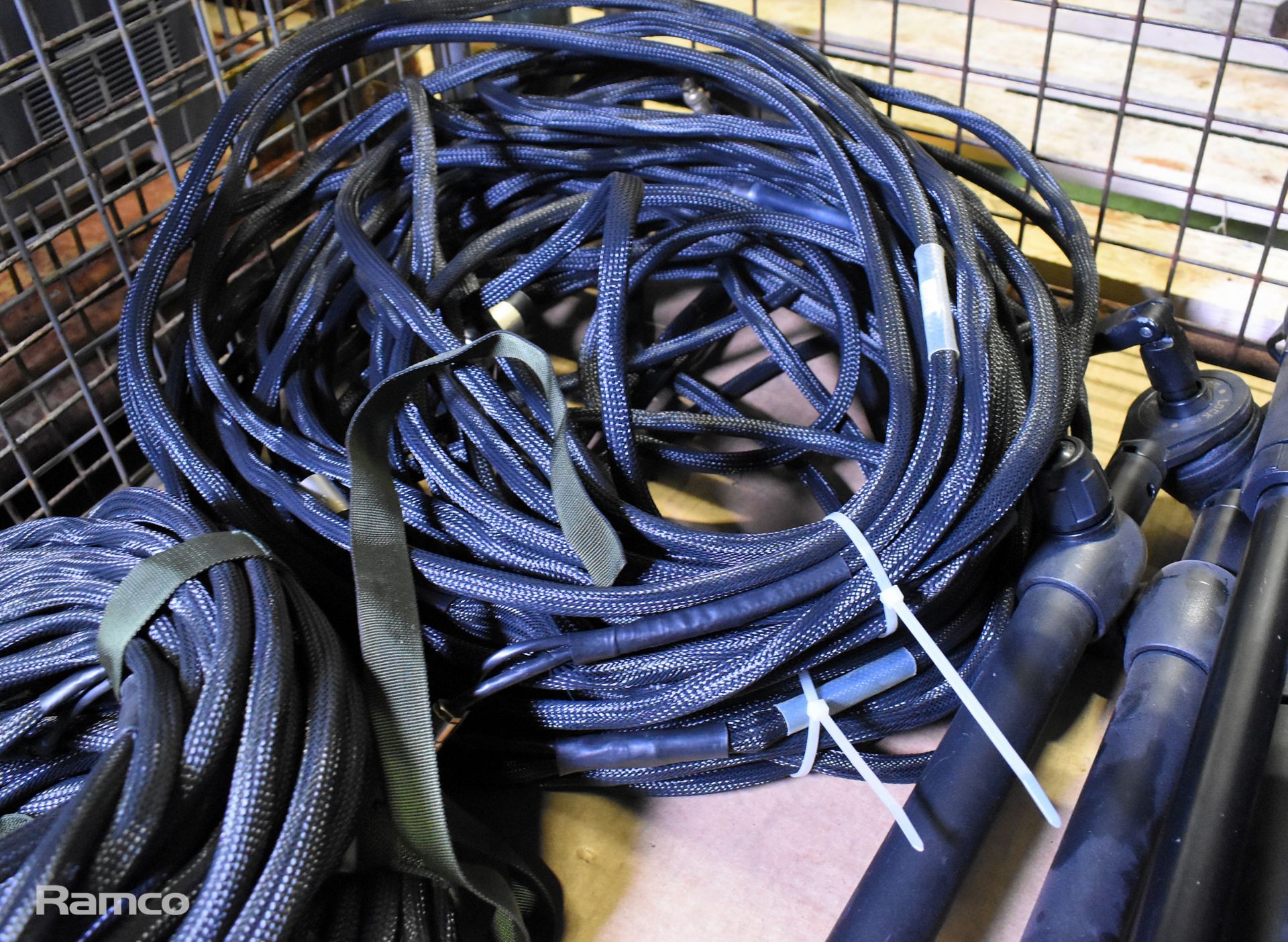 Photography equipment - 4x camera tripods and 4x audio/visual cables (approx 20m each) - Image 3 of 7