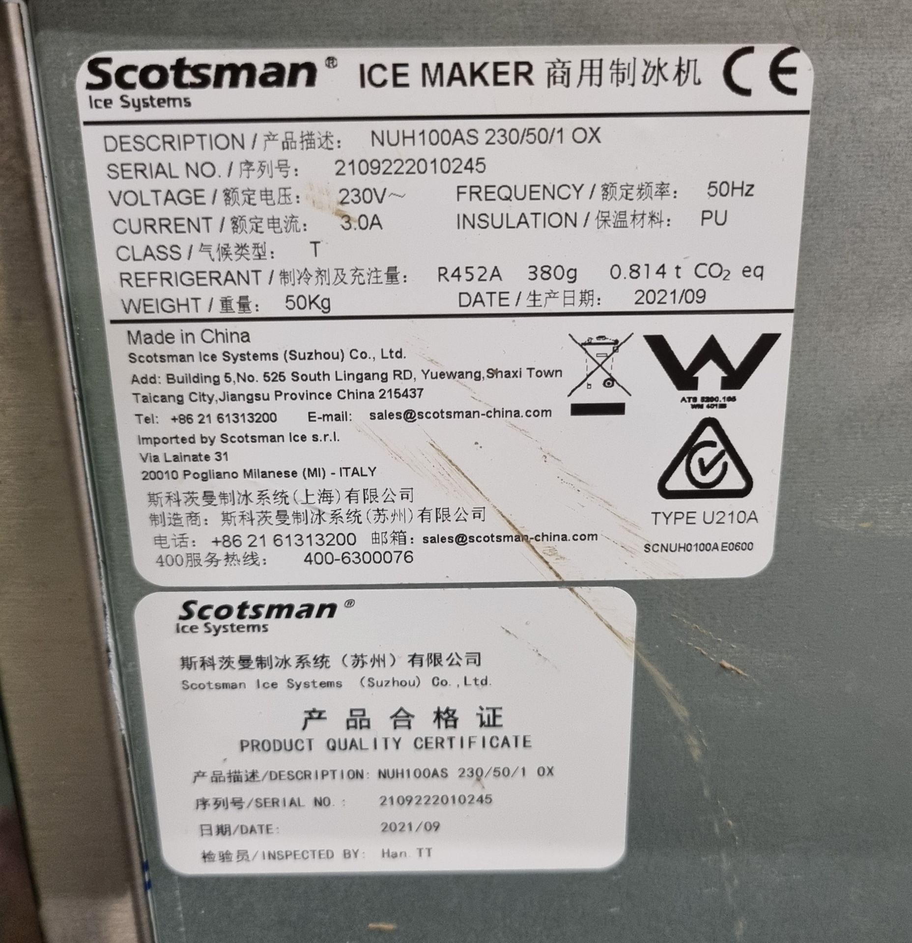 Scotsman NUH100AS stainless steel ice maker - W 600 x D 600 x H 750mm - Image 5 of 5