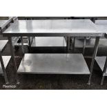 Stainless steel table unit with lower shelf - W 1300 x D 700 x H 900mm