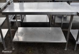 Stainless steel table unit with lower shelf - W 1300 x D 700 x H 900mm