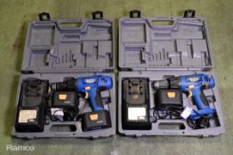 Draper Expert CHD14VK cordless combi-drills - full details in desc.