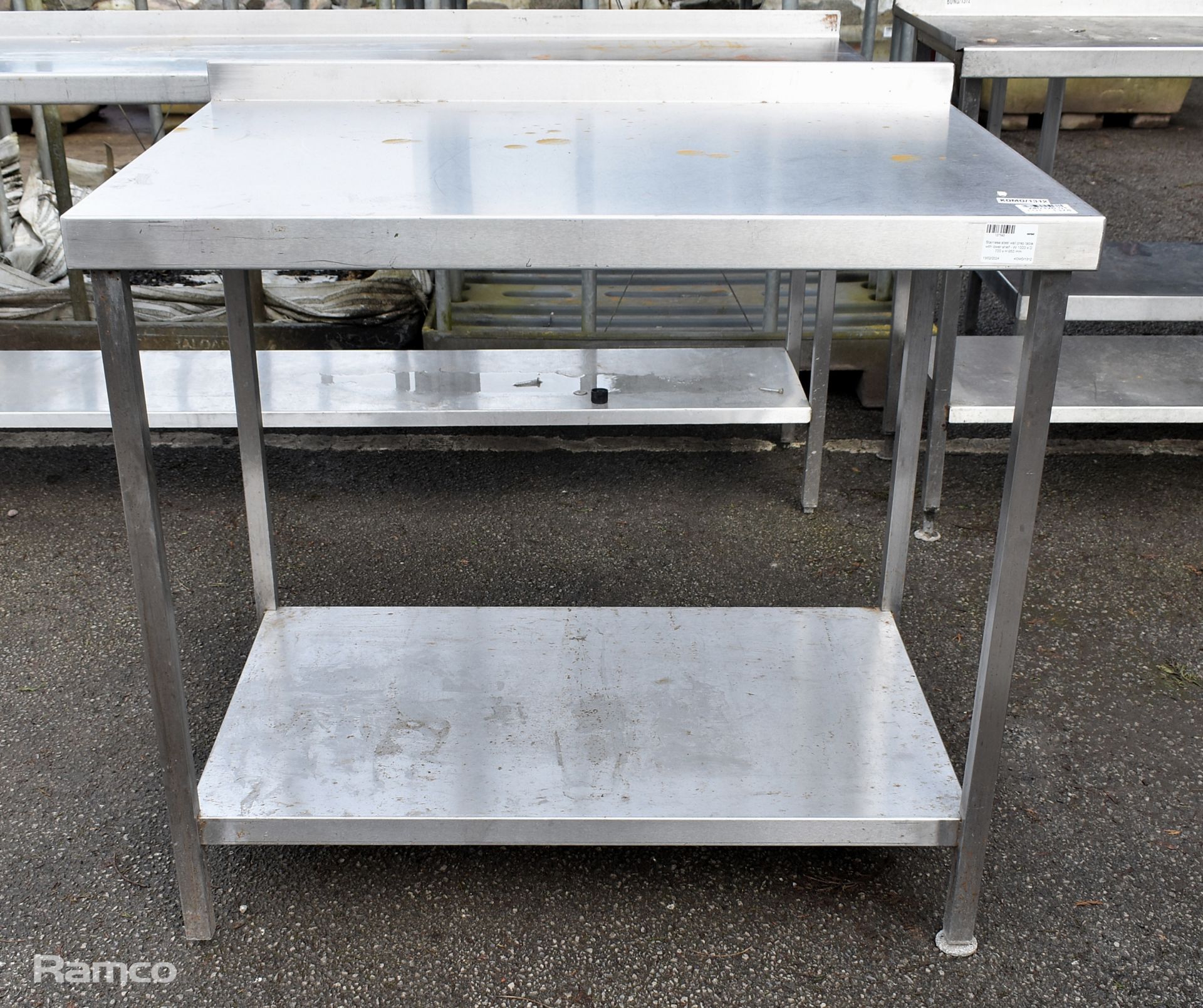 Stainless steel wall prep table with lower shelf - W 1000 x D 700 x H 950mm - Image 3 of 3