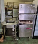 Maidaid C1000 pass through dishwasher with sink and drainer - W 700 x D 950 x H 1700mm