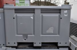 Plastic pallet tote container with lid - L 1200 x W 1000 x H 850mm
