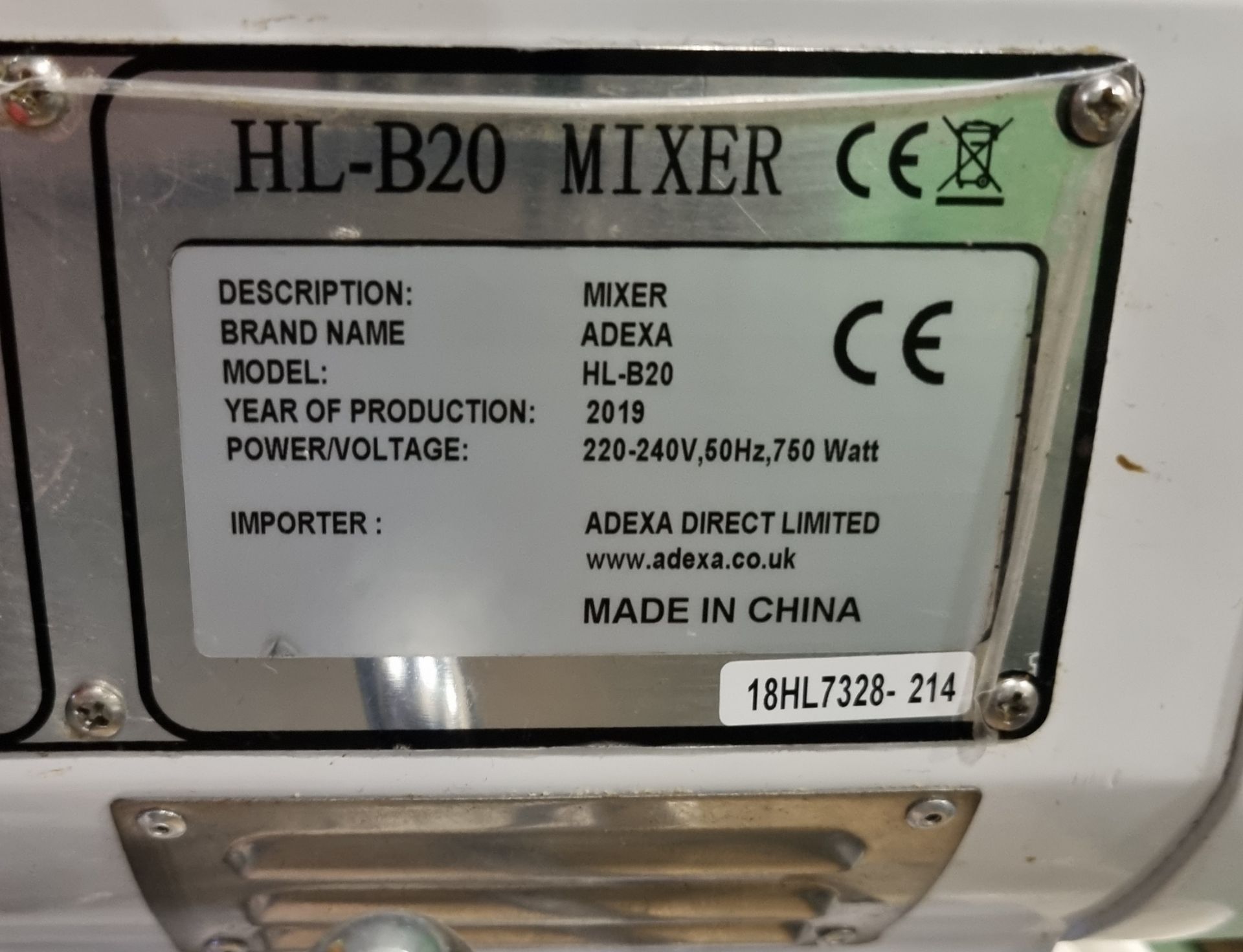 Adexa HL-B20 2019 planetary mixer - Image 5 of 7