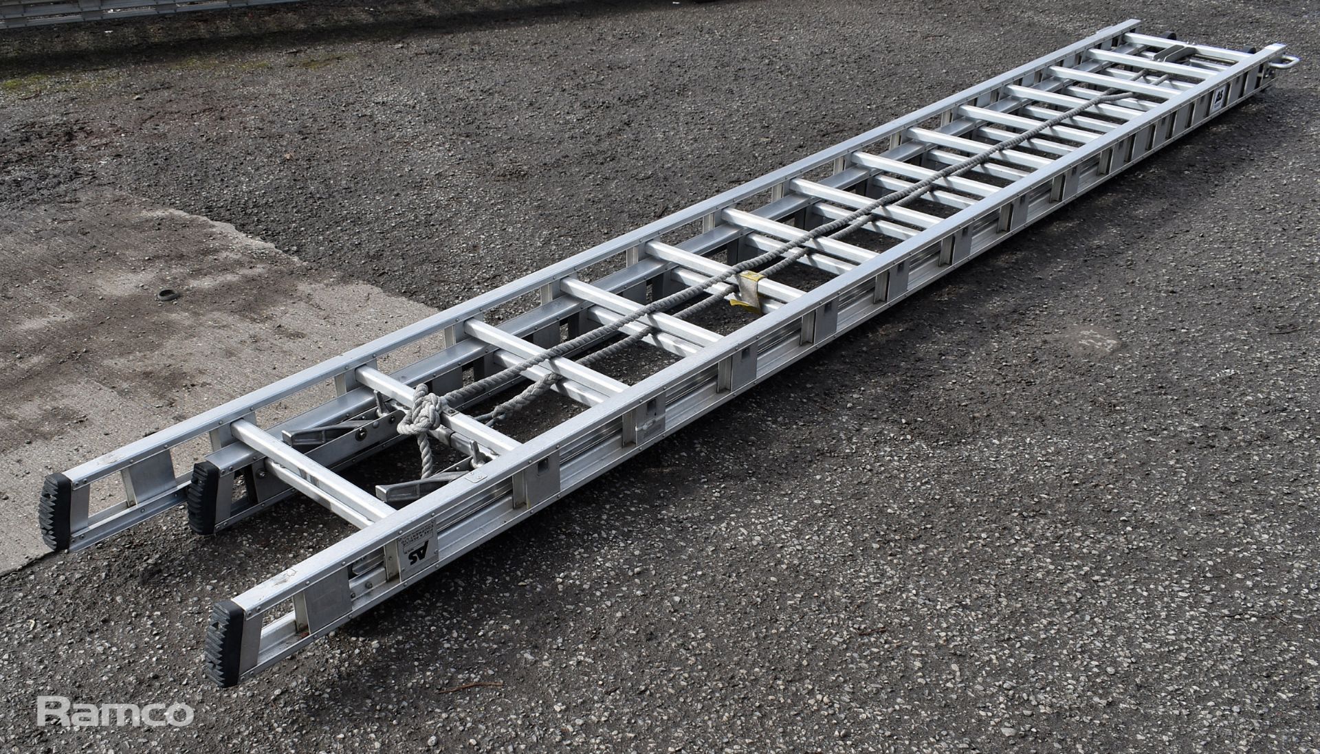 AS Fire & Rescue rope operated double extension 28 rung ladder - approx 23ft in length - Image 3 of 4