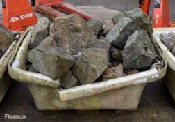 Decorative granite stones in plastic container - 690kg