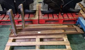 1x pair of forklift tines and 1x pair of forklift extension tines