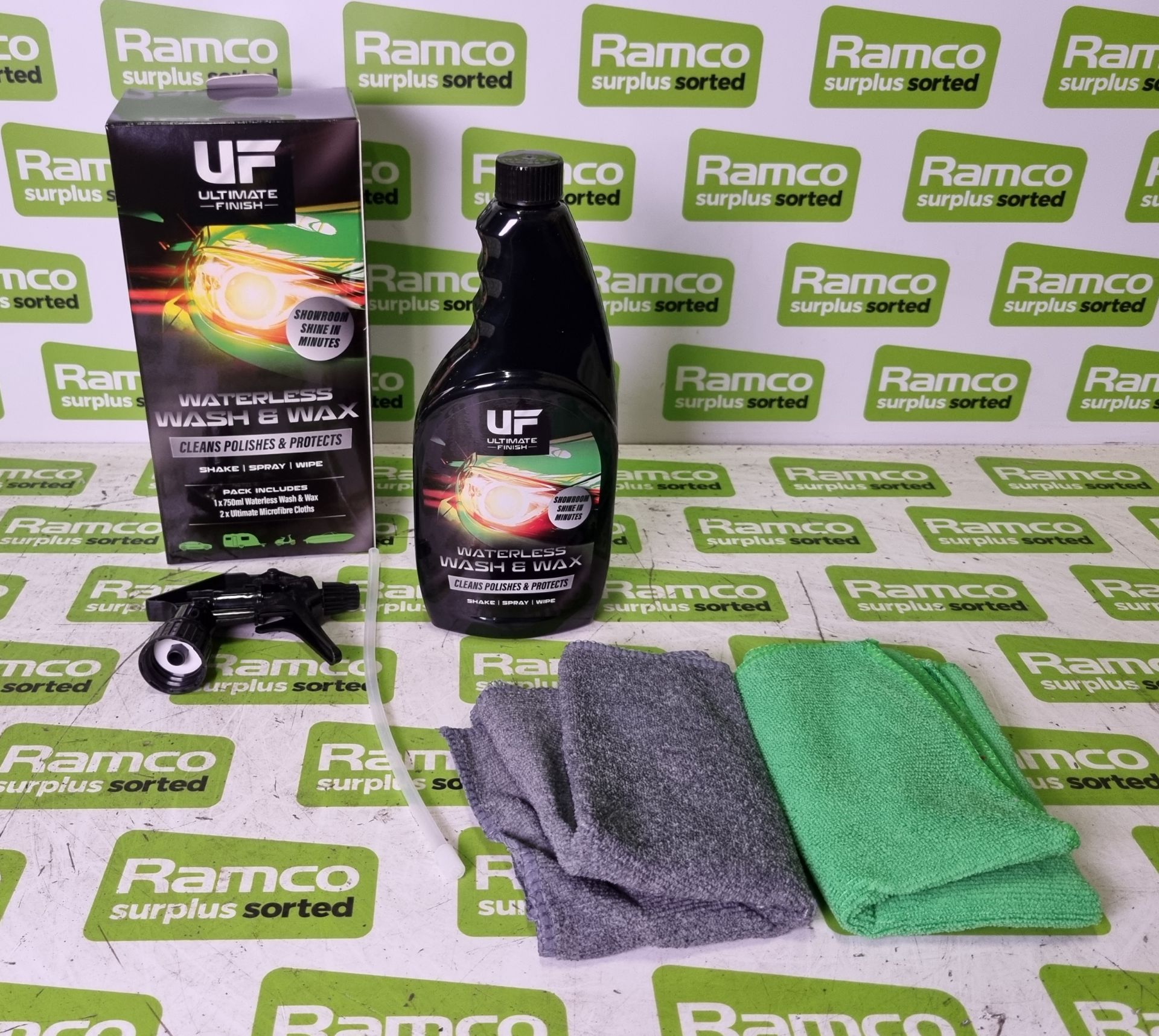 100x Ultimate Finish waterless wash & wax kits (750ml bottle and 2x microfibre cloths per pack) - Image 6 of 8