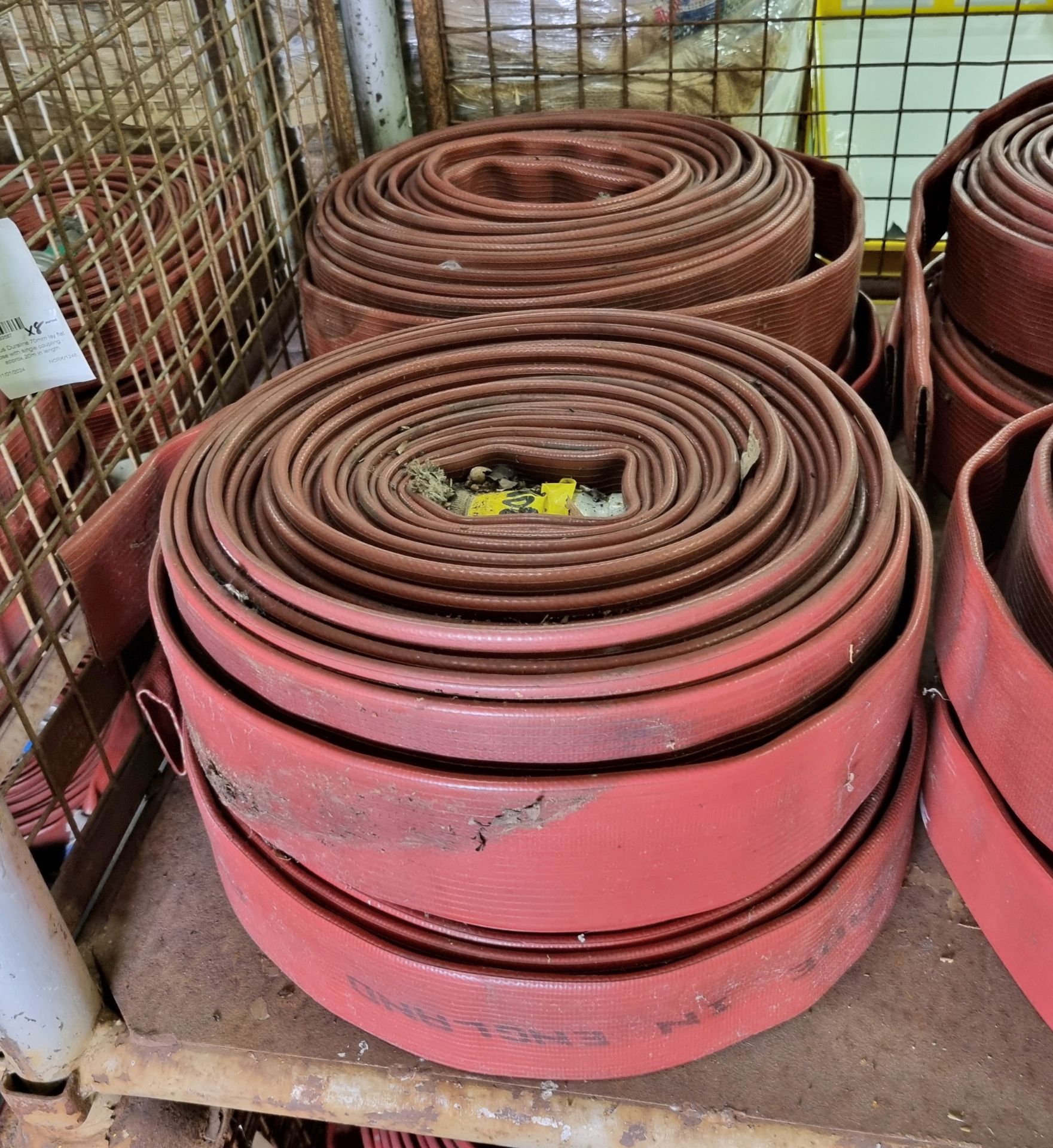 8x Angus Duraline 70mm lay flat hoses with single coupling - approx 20m in length - Image 4 of 4