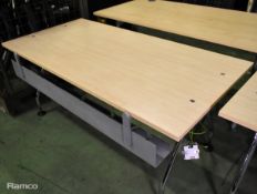 Wooden desk with grey metal legs & Vitra wooden desk with adjustable base - see description