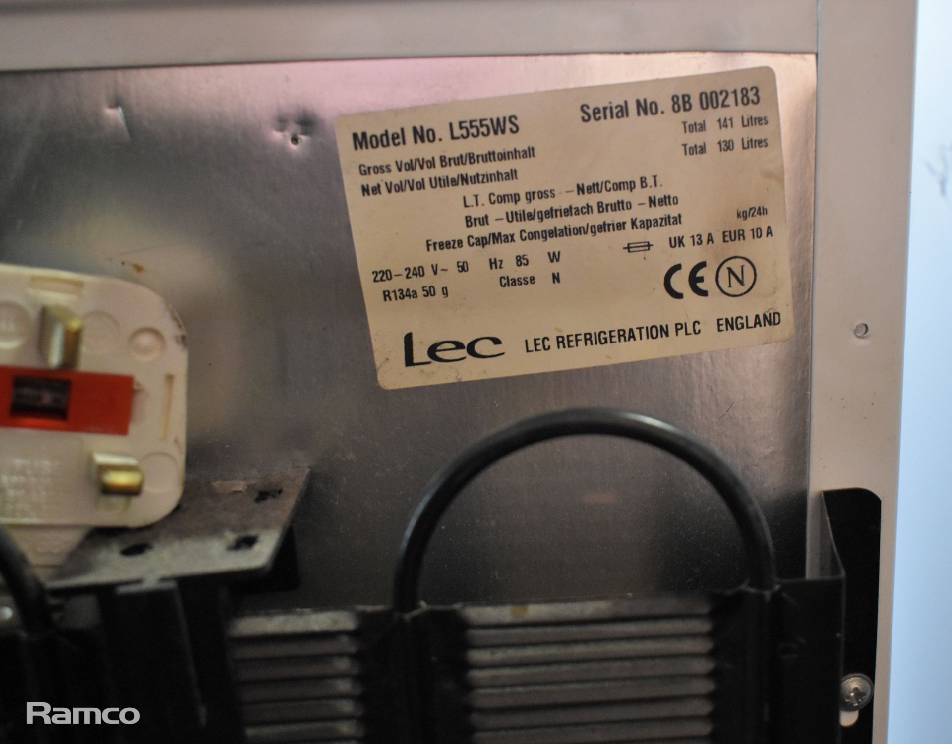 2x LEC L555WS single door undercounter larder fridges - W 500 x D 600 x H 840mm - Bild 5 aus 6