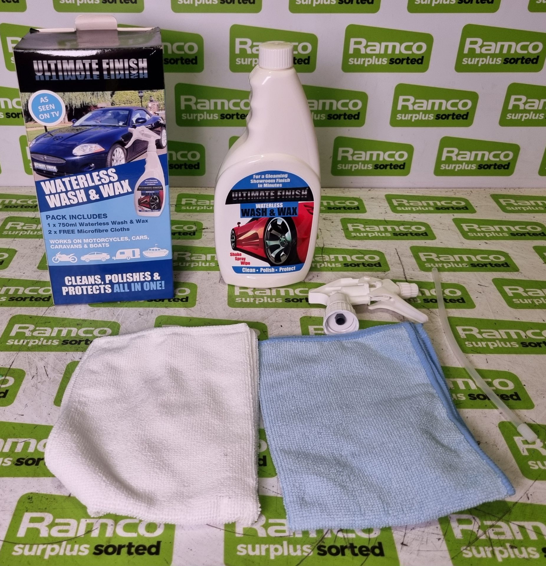 100x Ultimate Finish waterless wash & wax kits (750ml bottle and 2x microfibre cloths per pack) - Image 6 of 8