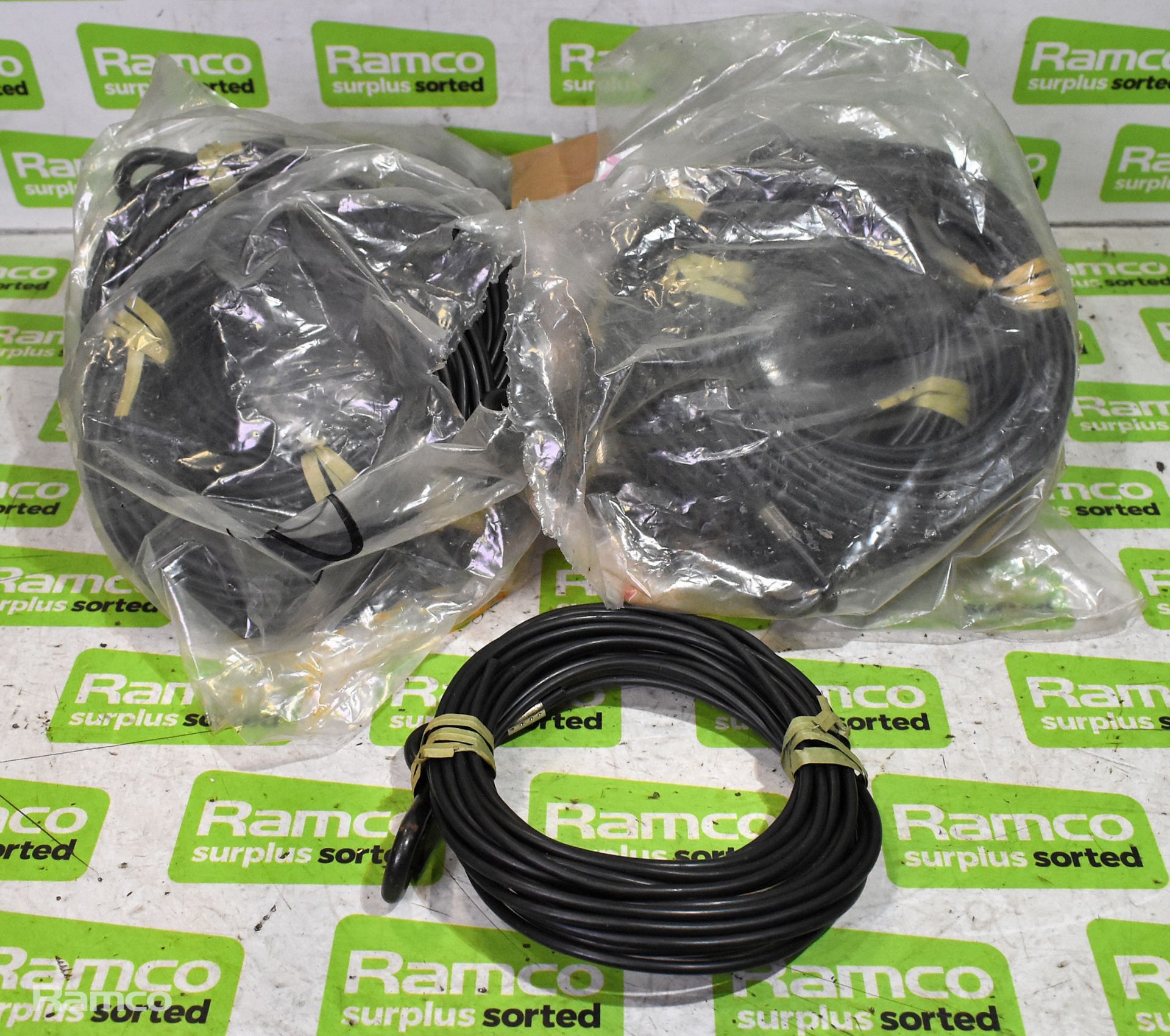 Box of army 240V adaptor cables, heavy comms cable and 2 bags of shelter tensioners - Image 10 of 11