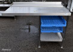 Stainless steel right hand dishwasher table with lower shelf and twin tray slot