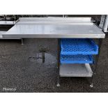 Stainless steel right hand dishwasher table with lower shelf and twin tray slot