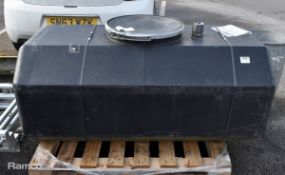 Black plastic water tank with purification accessories - L1450 x D 800 x H 600mm