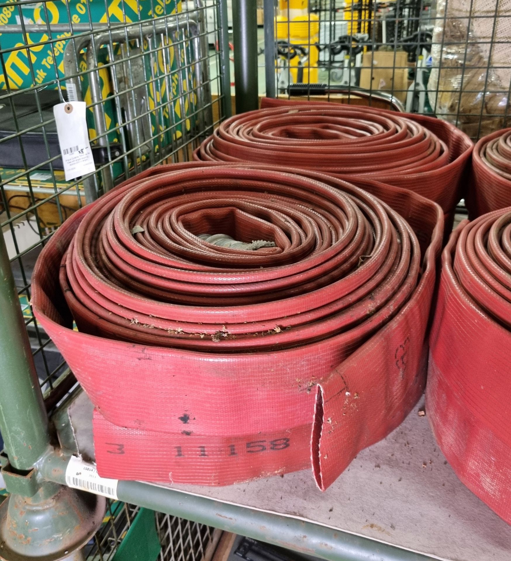 8x Angus Duraline 70mm lay flat hoses with single coupling - approx 20m in length - Image 4 of 4