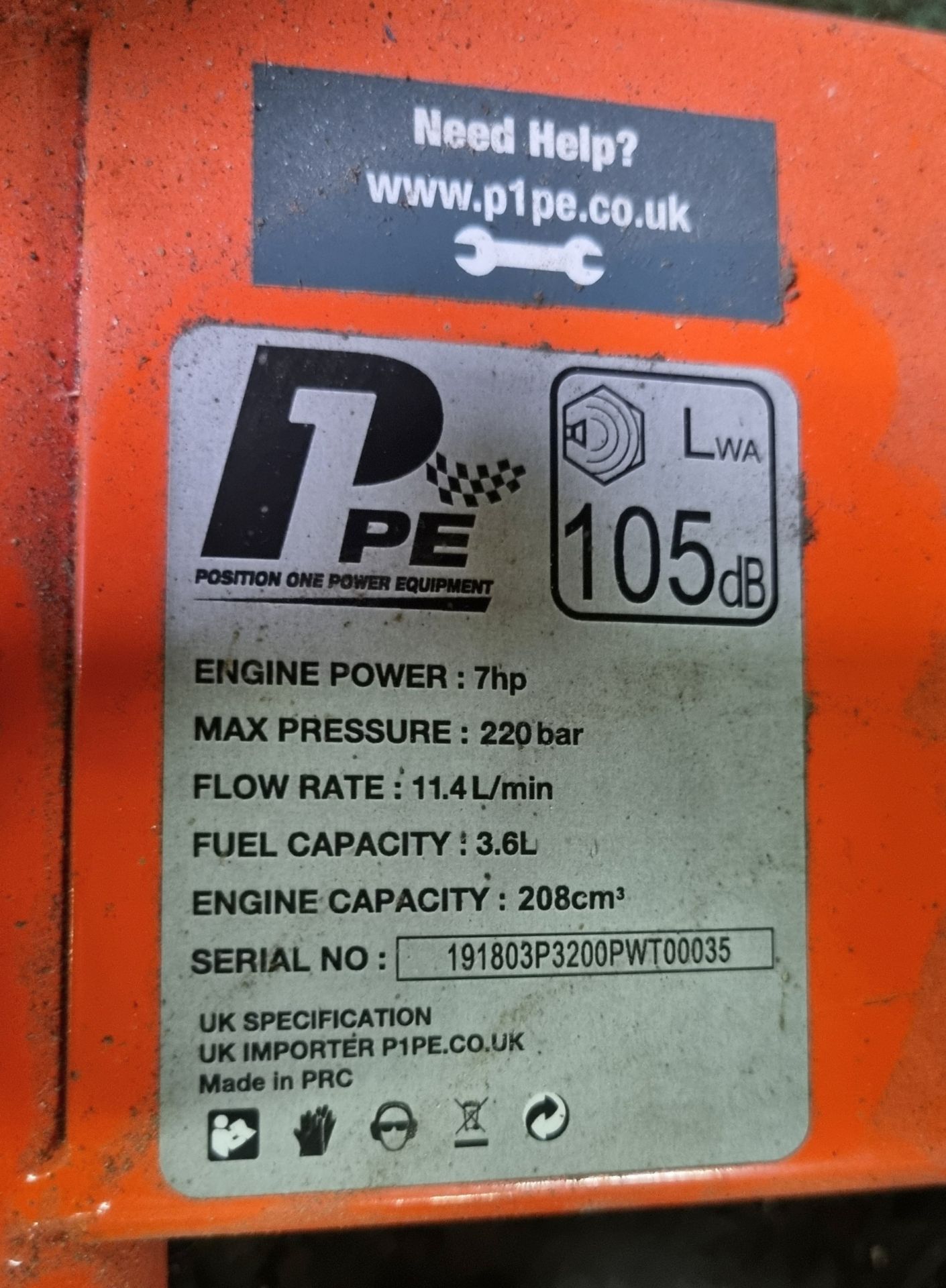 Position One Power Equipment commercial petrol pressure washer with Hyundai engine - details in desc - Image 8 of 8