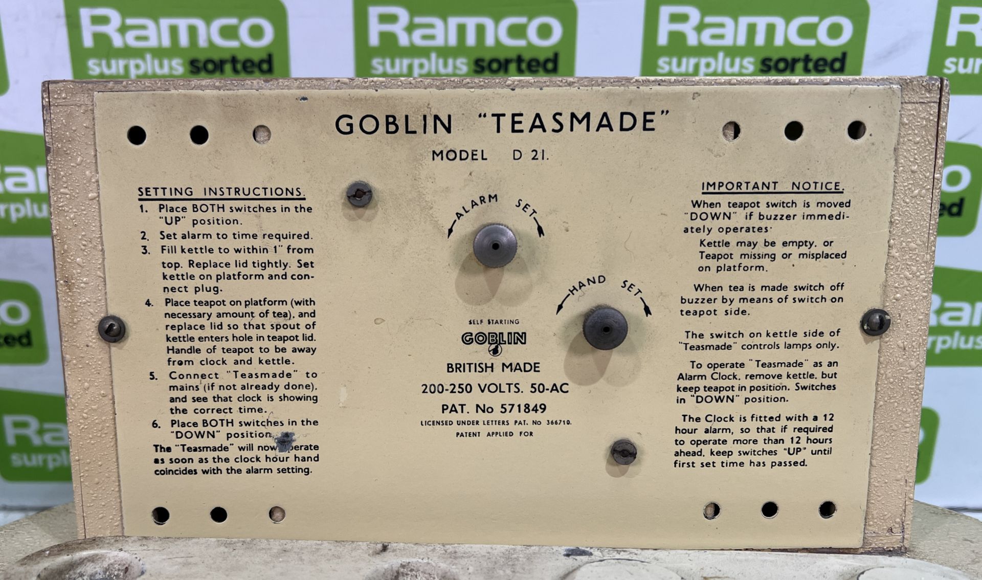 Goblin Teasmade D21 - clock and tea maker - Image 4 of 4