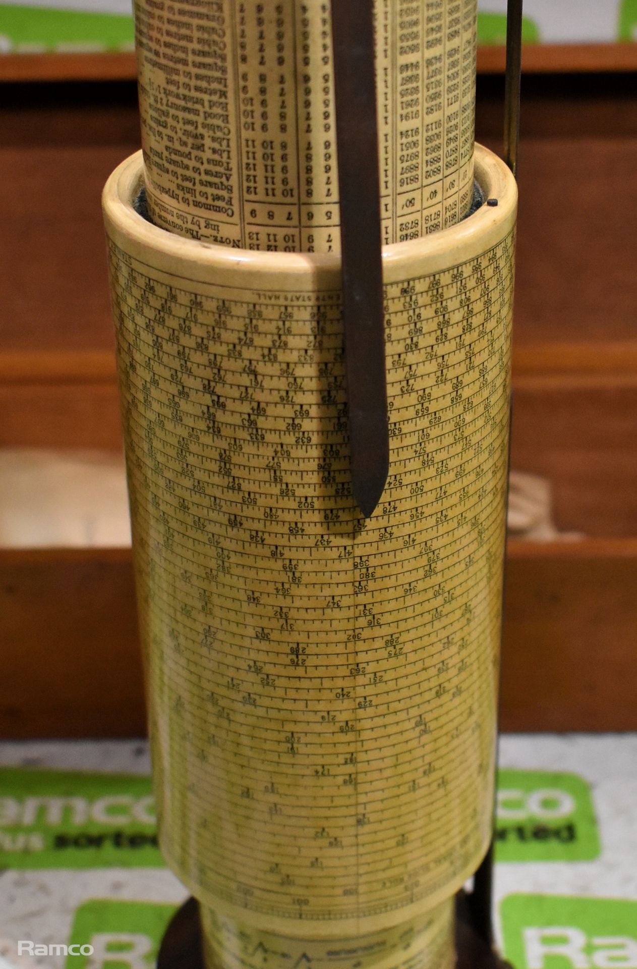 Fuller's cylindrical slide rule / calculator in wooden box - Image 3 of 9
