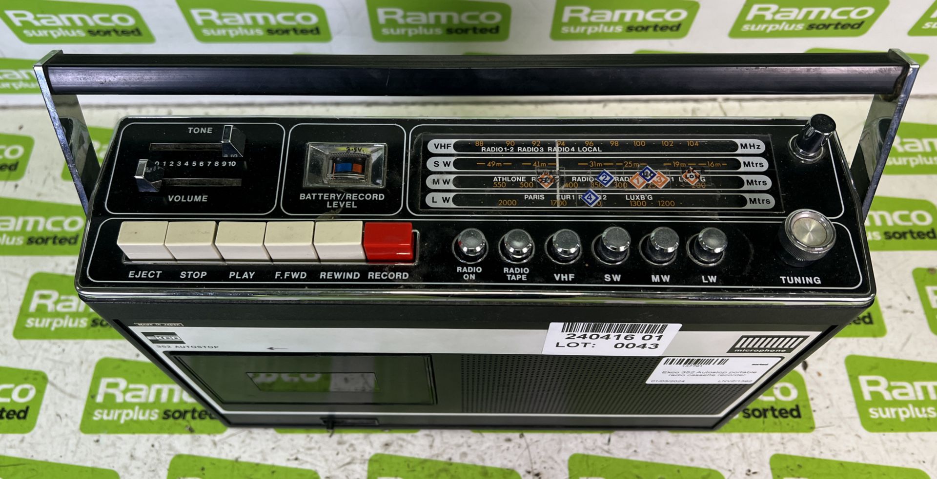 Ekco 352 Autostop portable radio cassette recorder - Image 2 of 4