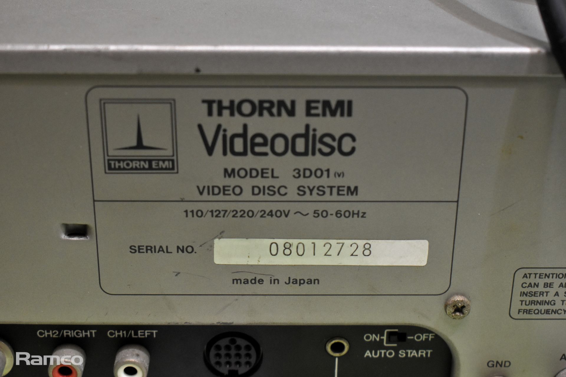 Thorn EMI Videodisc 3D01 VHD disc player - Image 5 of 6