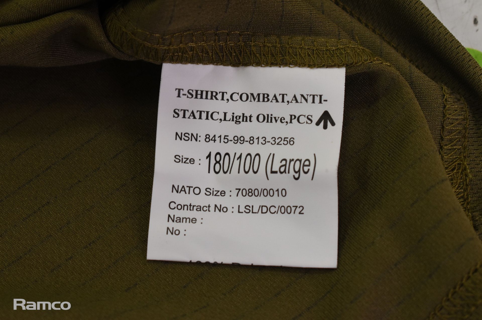 50x British Army combat T-shirts anti static - Olive - mixed grades and sizes - Image 5 of 5