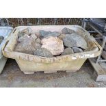Green and Pink decorative granite stones in plastic container - 410kg
