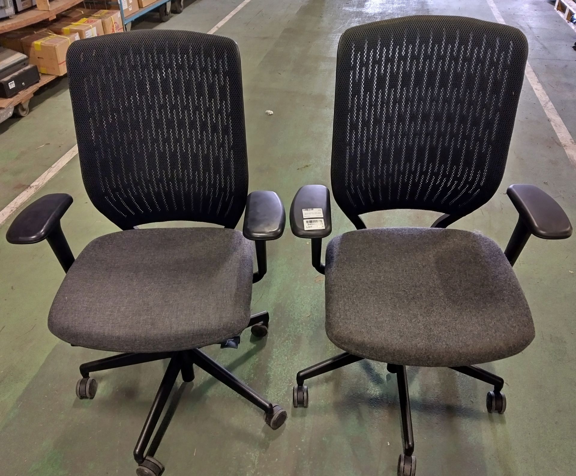 2x Evolve Senator mesh back office chairs - fully adjustable