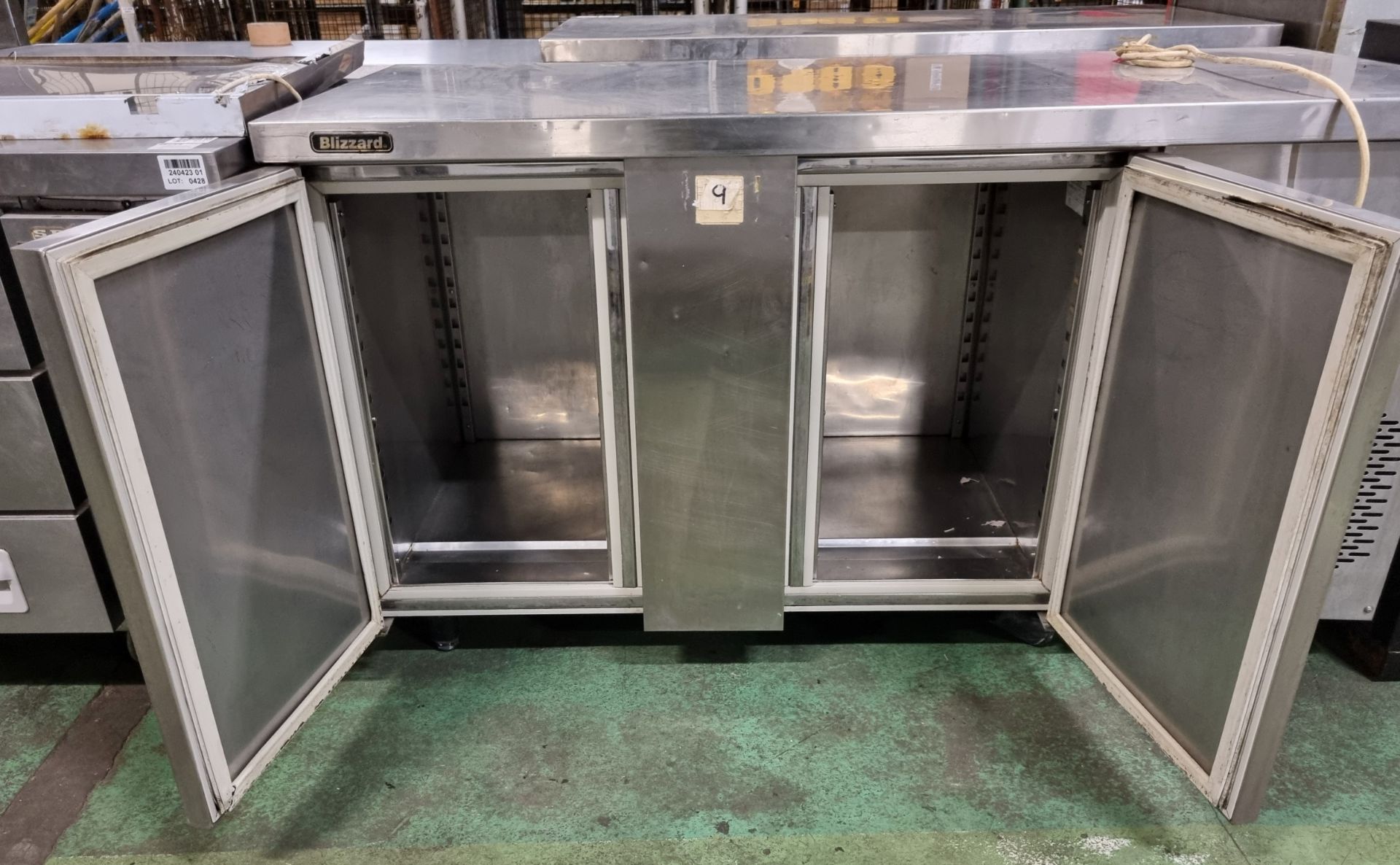 Blizzard stainless steel double door counter fridge - W 1560 x D 700 x H 860mm - Image 3 of 6