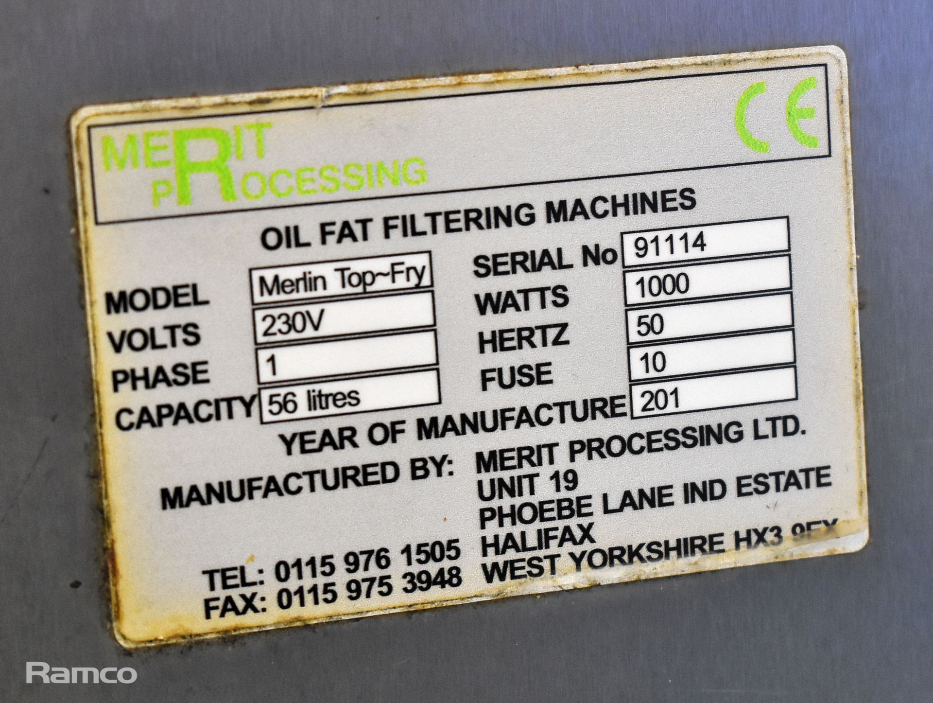 Merlin Filtration Top Fry stainless steel oil fat filter machine - Image 5 of 5