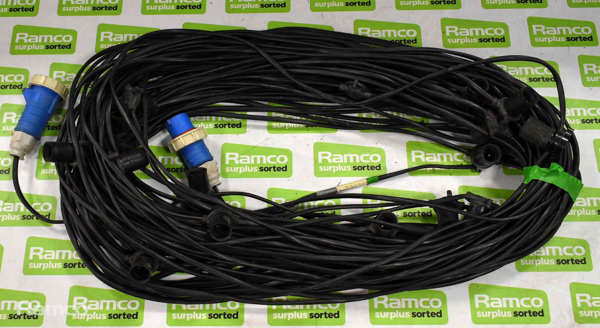 6x 100m festoon harnesses - 16a 240v - 5m lamp centres - WITHOUT LAMPS - Image 3 of 5