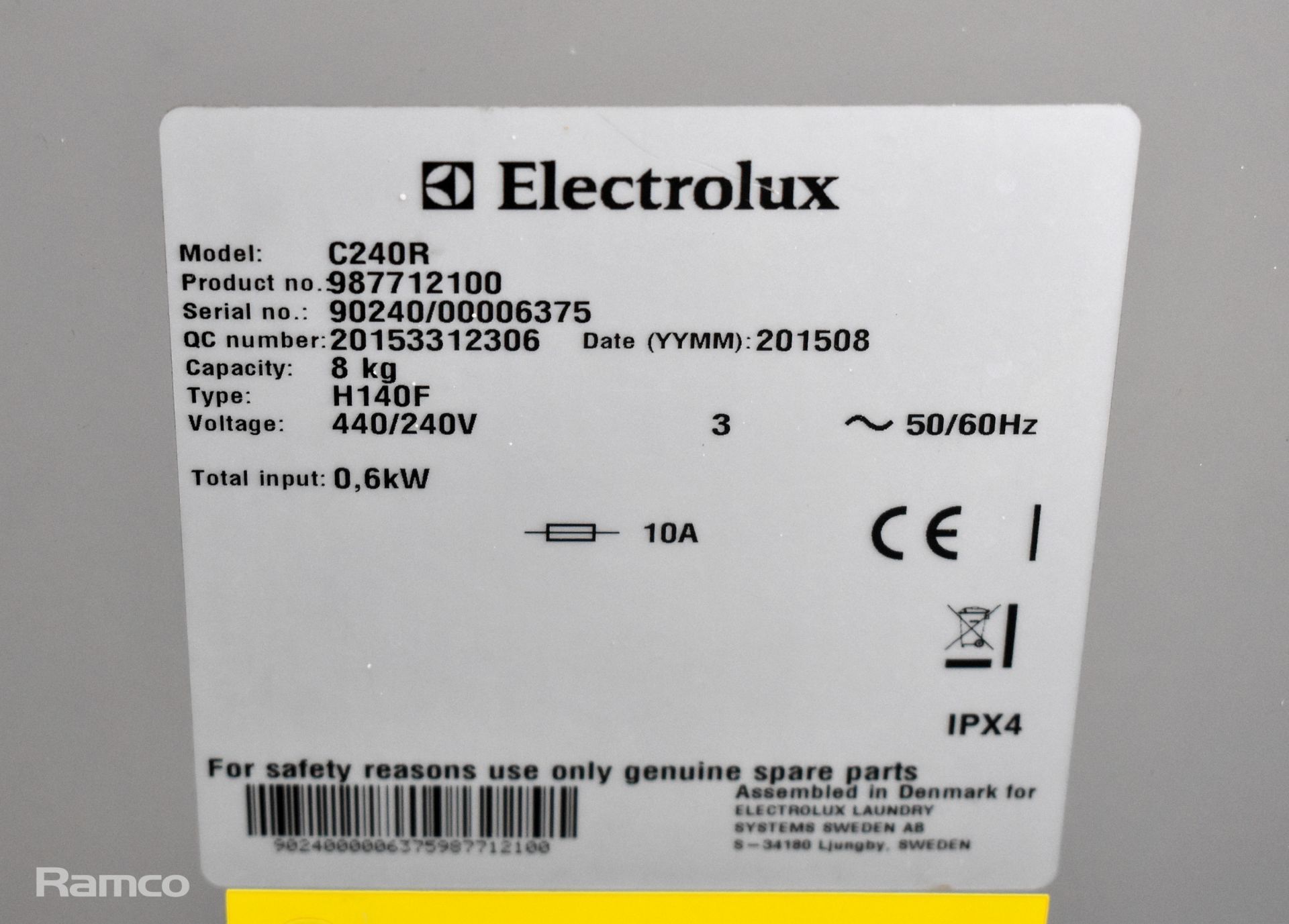 Electrolux C240R 8kg hydro extractor - W 515 x D 660 x H 910mm - MISSING BOTTOM COVER - Image 6 of 6