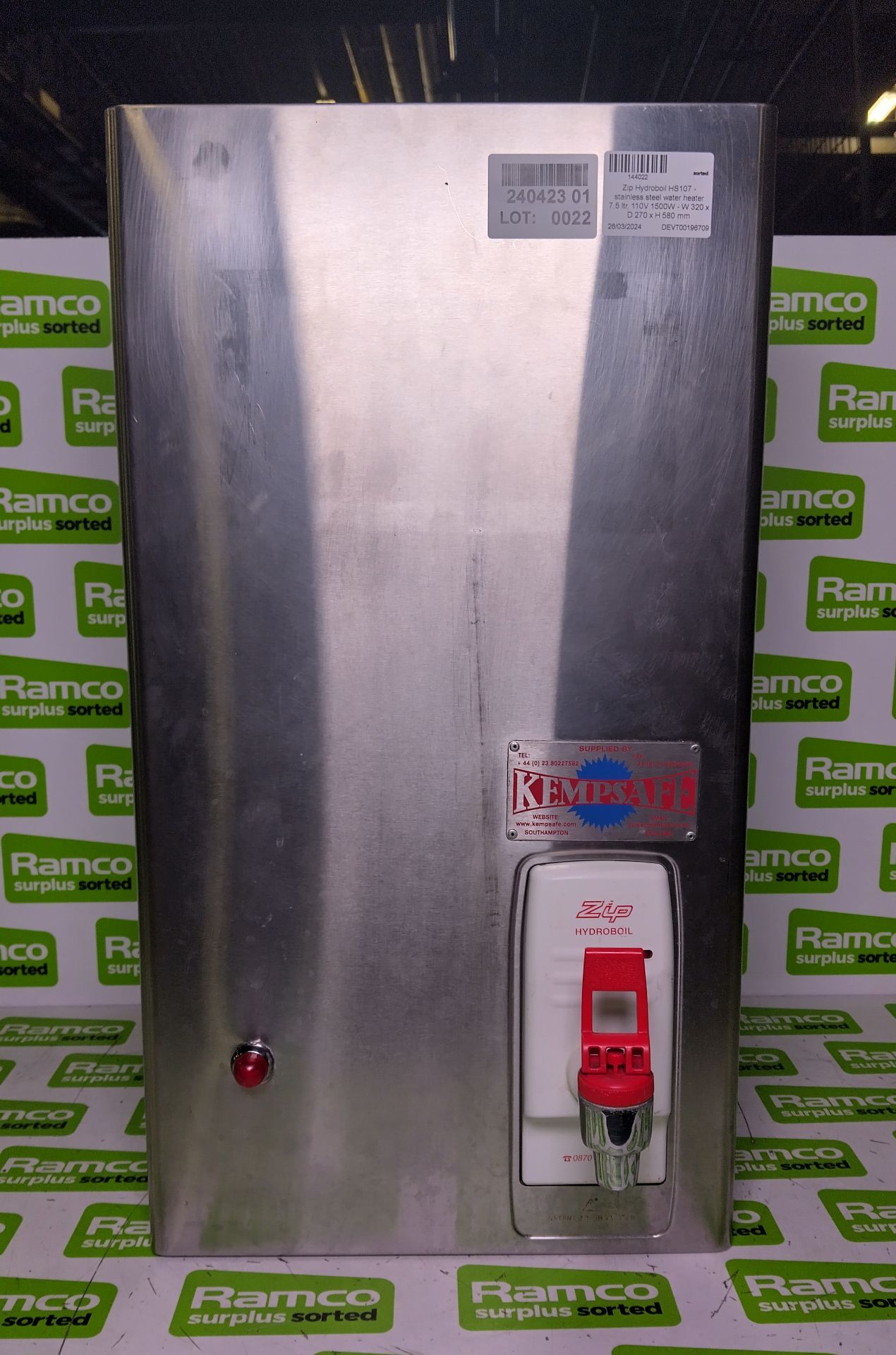 Zip Hydroboil HS107 - stainless steel water heater 7.5 ltr - 110V - 1500W - W 320 x D 270 x H 580mm