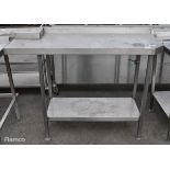 Stainless steel table with splashback - W 1250 x D 500 x H 900mm