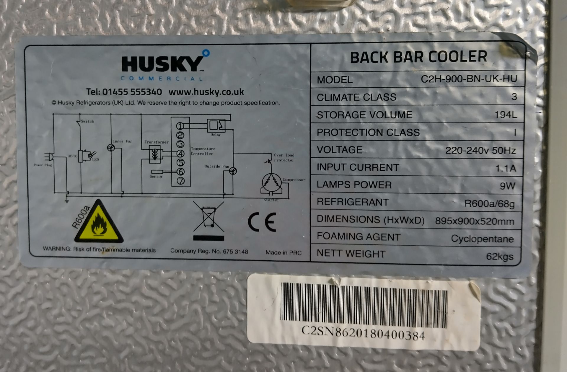 Husky C2H-900-BN-UK-HU double door bottle cooler - missing centerpiece - W 900 x D 500 x H 880mm - Image 3 of 3