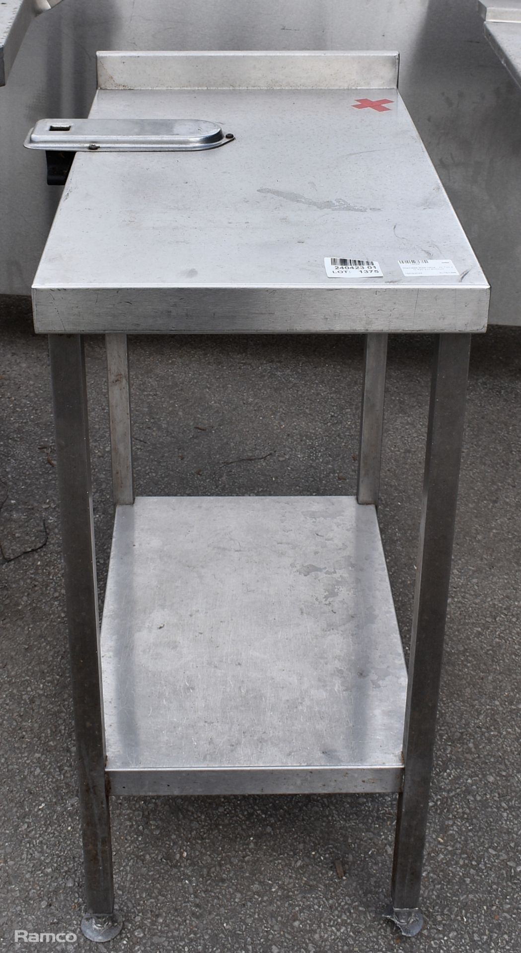 Stainless steel table - W 700 x D 420 x H 900mm - with can opener holder