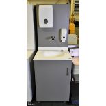 Portable hand wash station with under counter storage & Armitage Shanks mixer tap L 600 x W 680