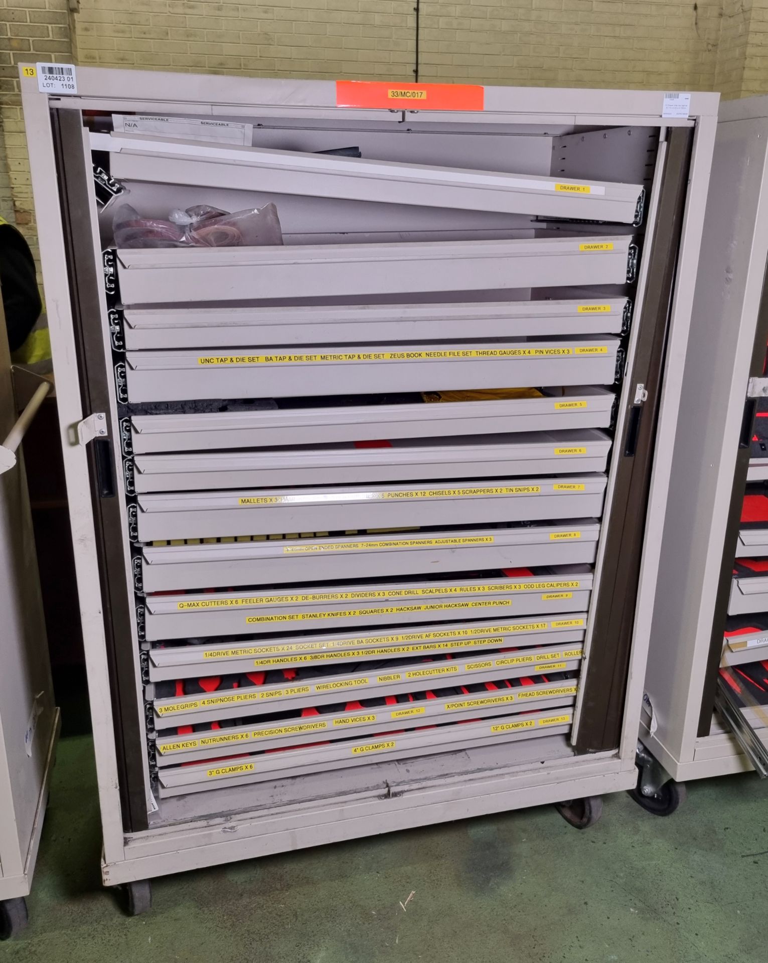 13 Drawer roller tool cabinet W 1150 x D 520 x H 1650mm - Image 2 of 4
