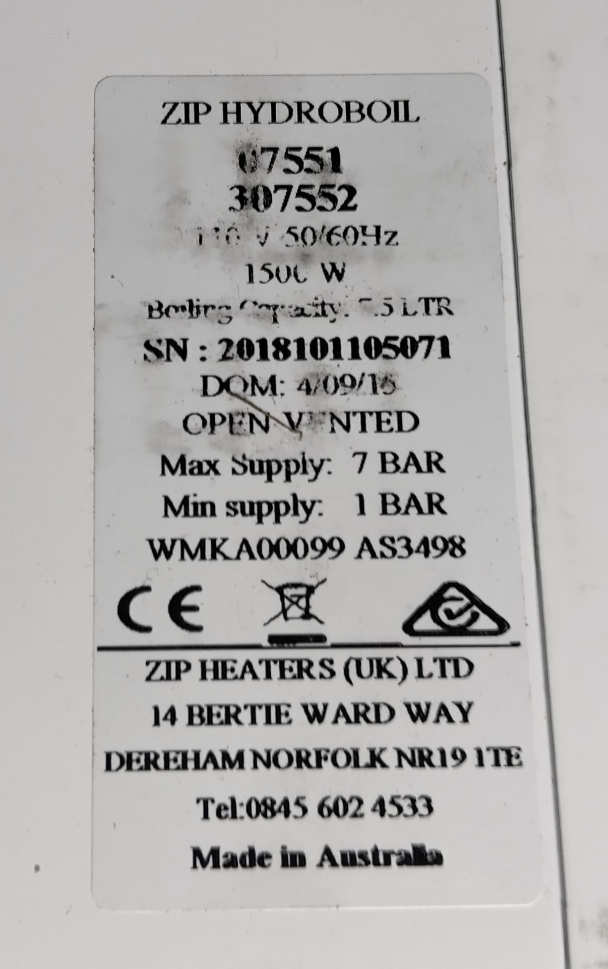 Zip Hydroboil 307552 - water heater 7.5 ltr - 110V - 1500W - W 320 x D 270 x H 580mm - Bild 4 aus 5