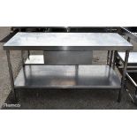 Stainless steel table with drawer on castors - W 1500 x D 700 x H 880mm