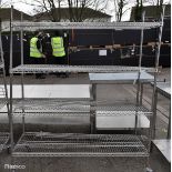 Stainless steel 4-tier storage shelves on castors - W 1750 x D 550 x H 1800mm