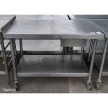 Stainless steel table on castors - W 1400 x D 700 x H 880mm