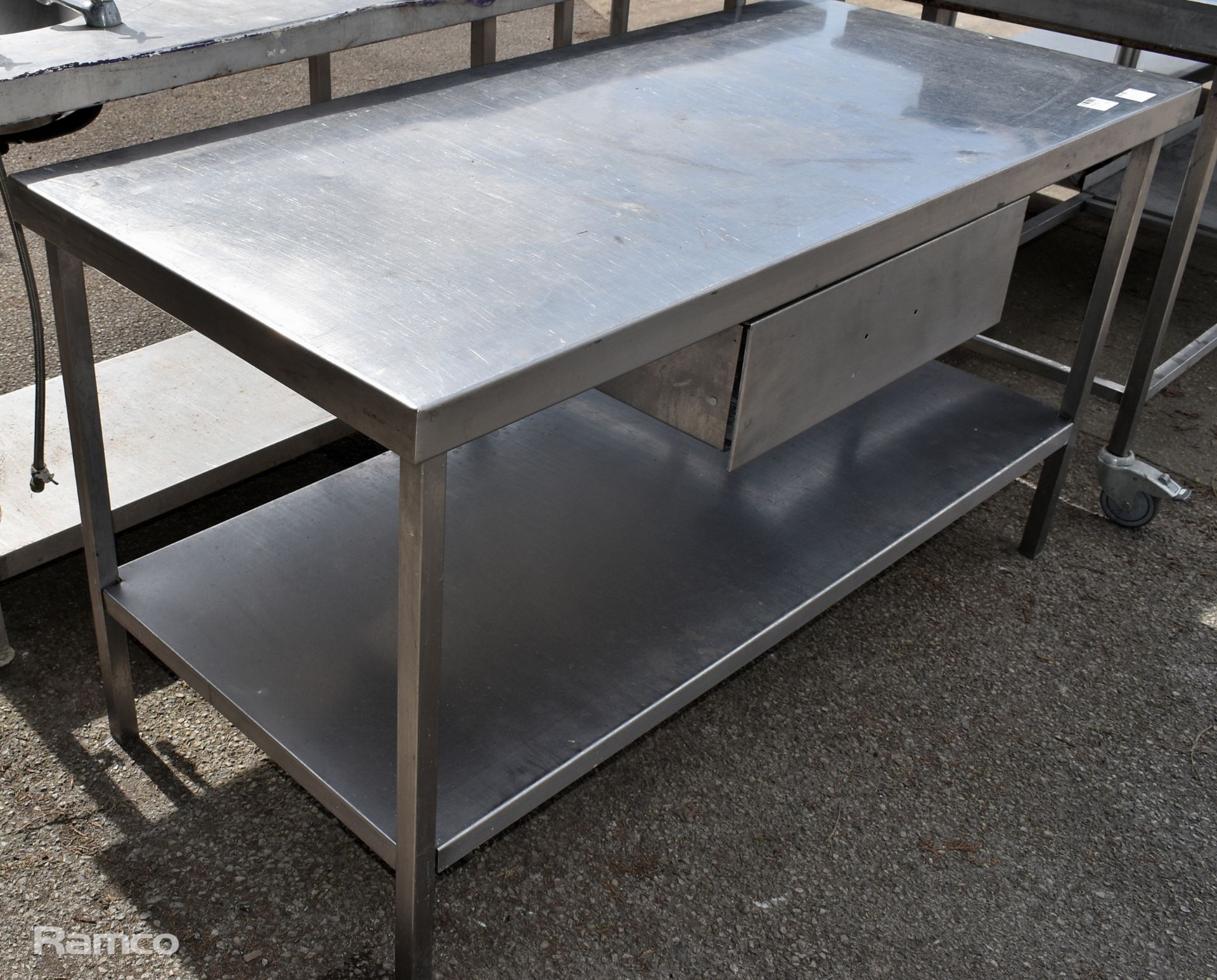 Stainless steel table with drawer on castors - W 1500 x D 700 x H 880mm - Image 2 of 3