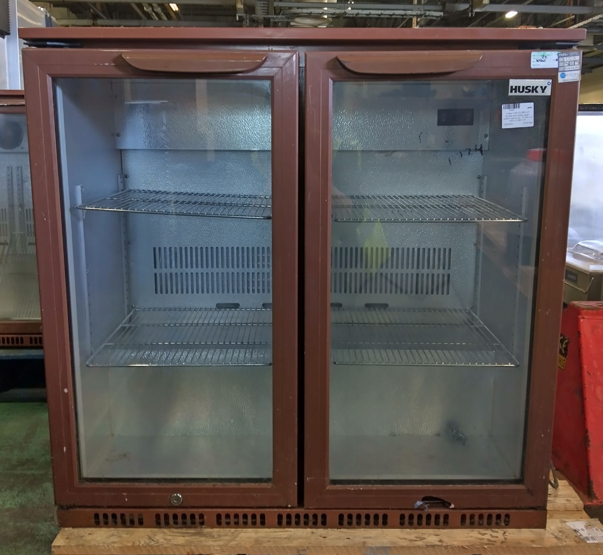 Husky HUS-C2-BRN-HY double door bottle cooler - bottom lock stuck - W 900 x D 500 x H 880mm