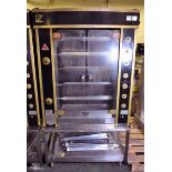 Rotisol 975.5 MLG double glass door gas rotisserie on stainless steel table - W 1000 x D 700