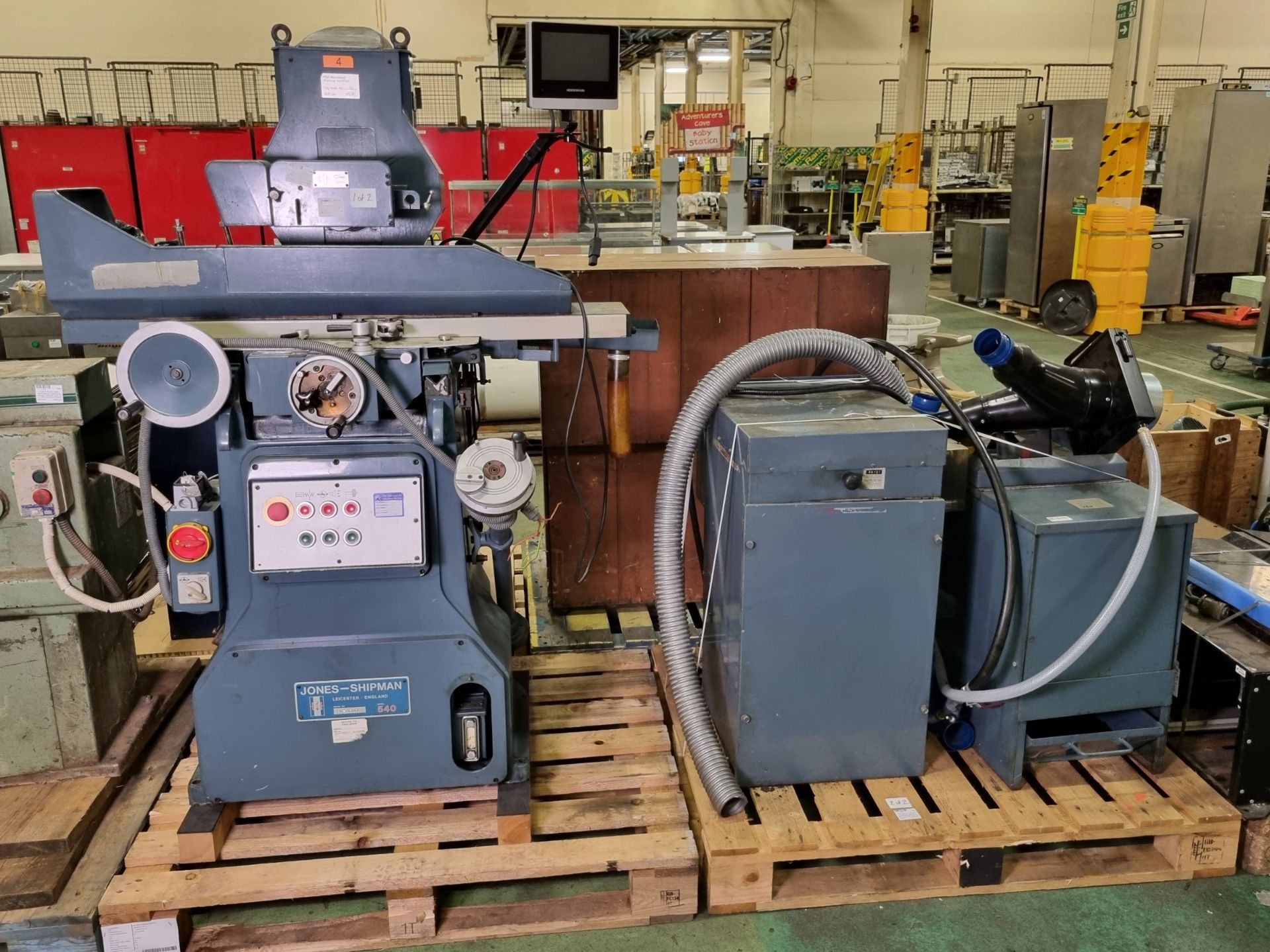 Jones & Shipman Ltd Model 540 surface grinder with dust extractor and coolant tank
