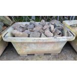 Green and Pink decorative granite stones in plastic container - 460kg